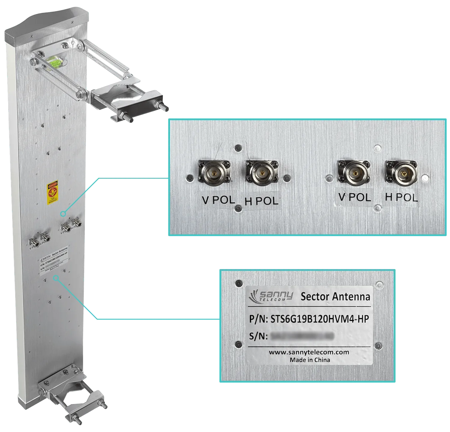 SANNY 6GHZ 19dBi 120-Grados 2-N-Hembra Antena Sectorial 4900-6500MHz 1