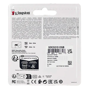 KINGSTON 512GB MicroSD c/Adaptador-SD 100/85mb/s Class10 UHS-I U3 V30