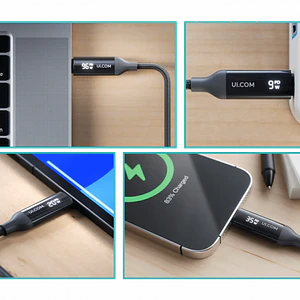 Cable Ubiquiti USB-C 0.3m 100W con Indicador de Carga Doble