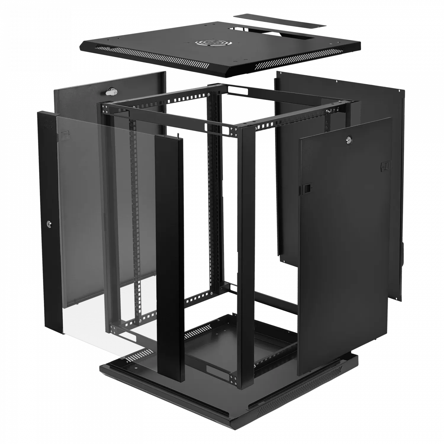 Gabinete Rack LINKMADE RK15-6LD 15U 60cm de Fondo Desarmado para Montaje en Pared - Negro 1