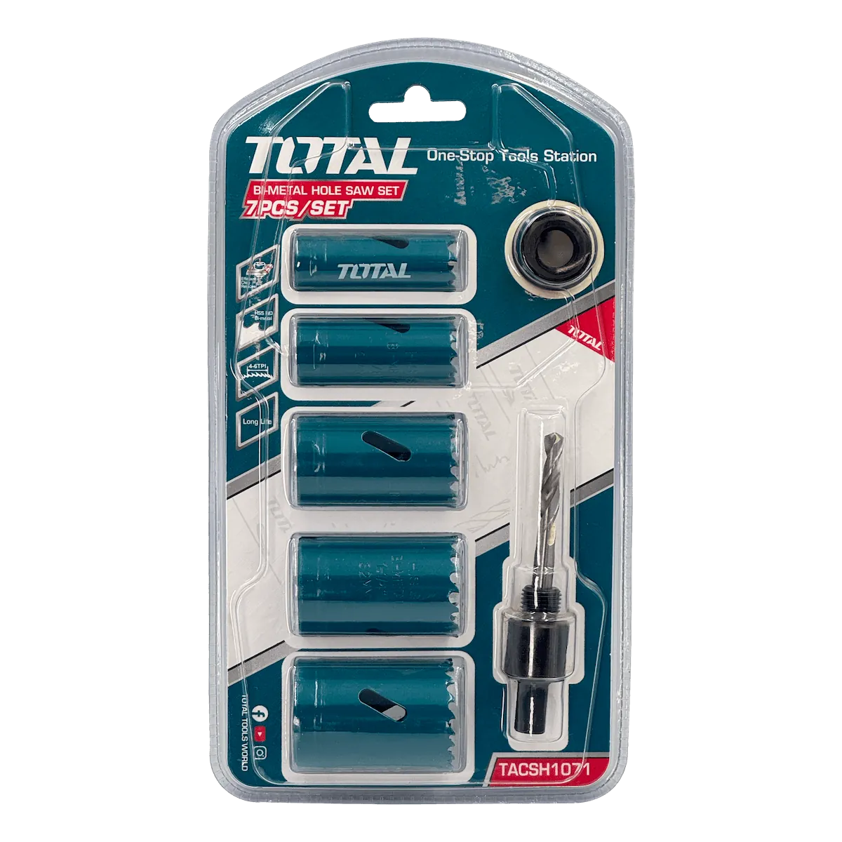 Set de Sierras de Copa TOTAL HSS M3 Bimetálicas 5 Piezas 19-35mm - Alta Precisión TACSH1071 1