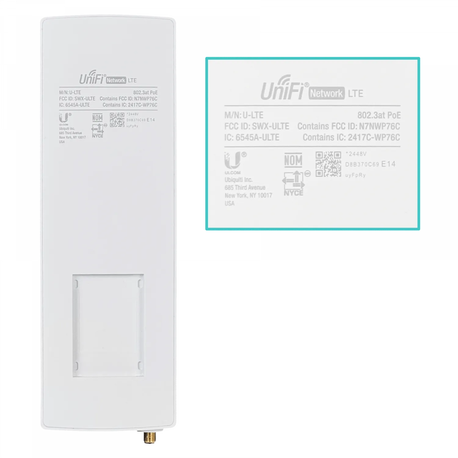 Módem LTE UniFi con SIM AT&T 1Gbps RPSMA PoE 48V Ubiquiti U-LTE-US  1