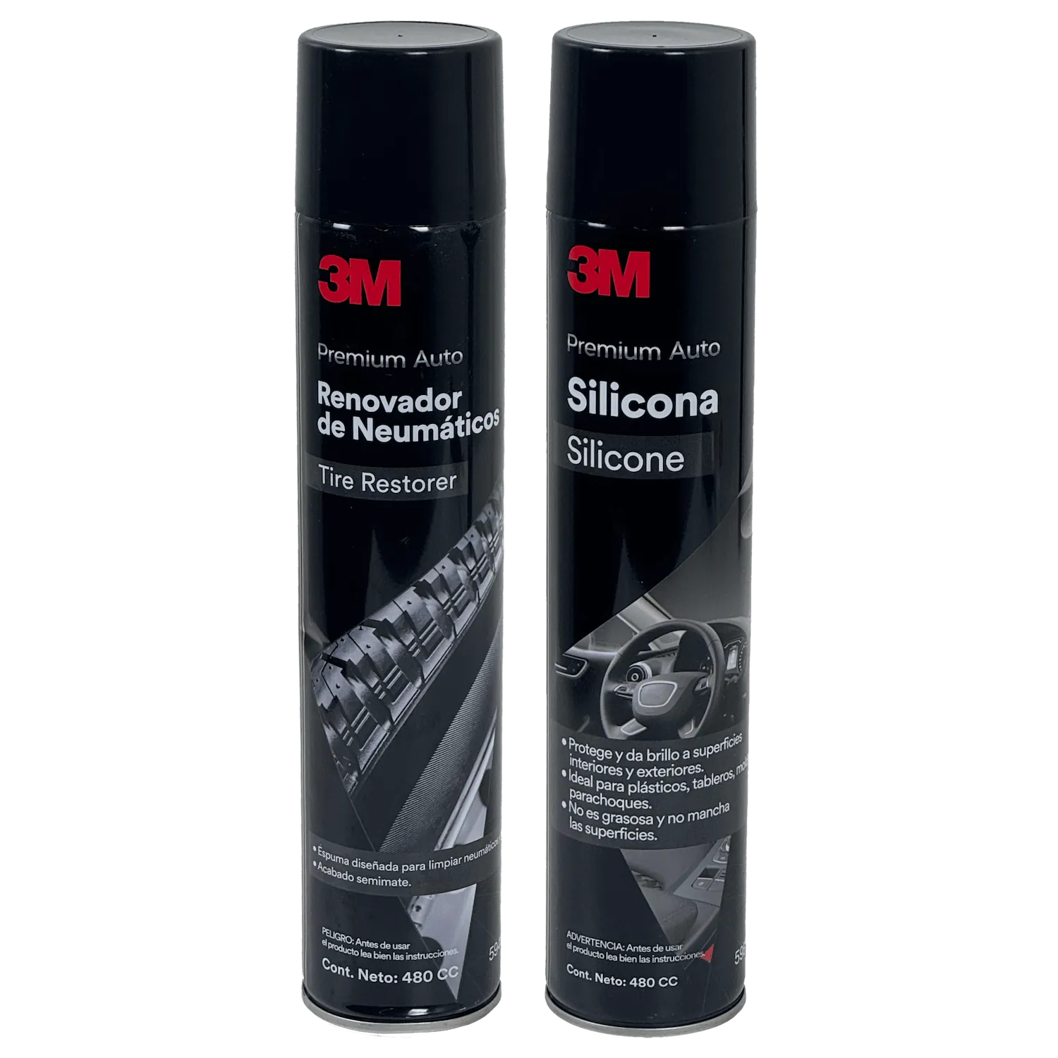 Kit de Limpieza 3M Spray 480ml Silicona y Renovador de Neumático - 1 Pack 1