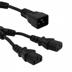 Cable de Poder 2-C13-Hembra-10A 1-C20-Macho-16A, 8+5cm Negro