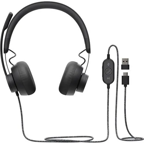 Audífono Logitech Zone Wired USB-C, USB-A, Transductores premium y micrófono con supresión de ruido  1