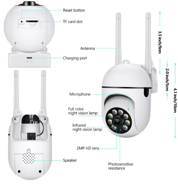 Camara Wifi exterior 5MP  PTZ  soporta tarjeta SD 2