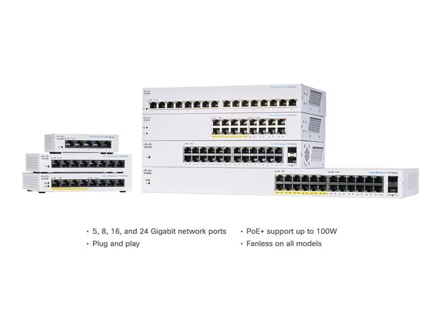 Switch Cisco de escritorio no administrable CBS110  5-port GE 3