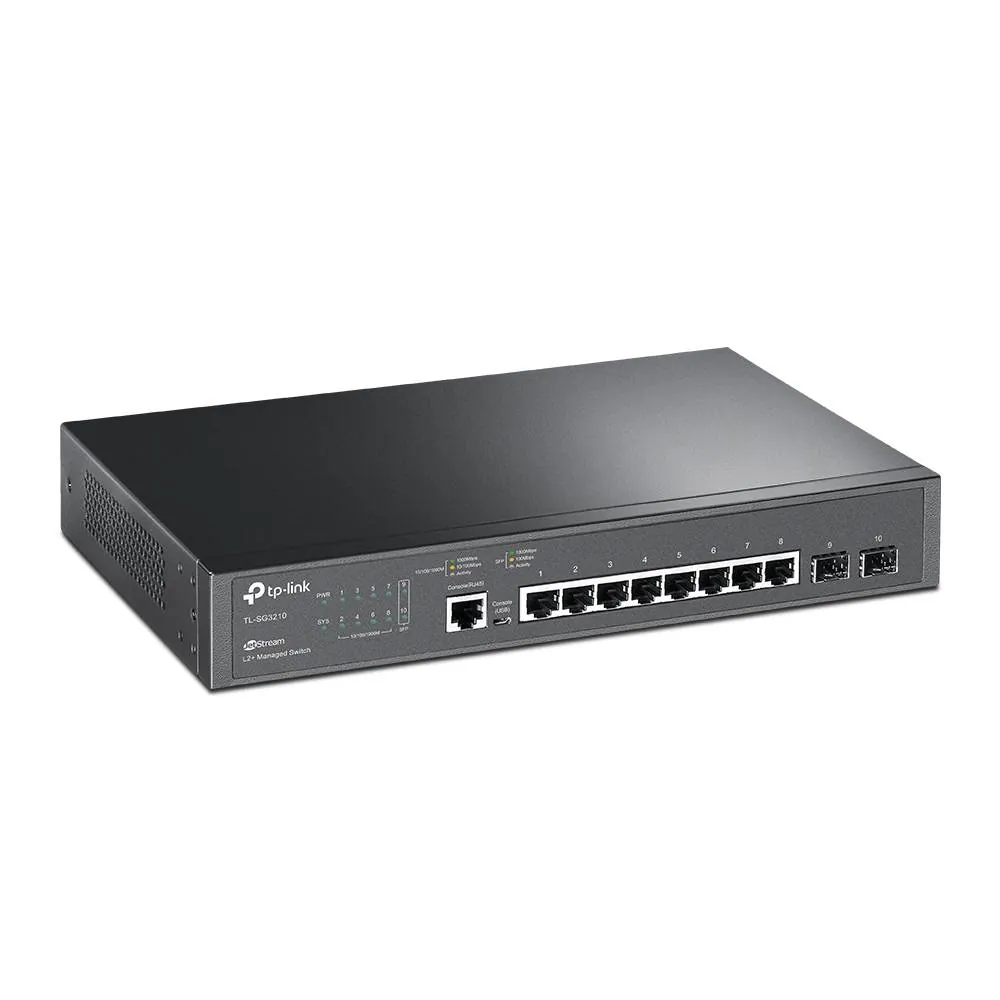 Switch Administrable TP-Link TL-SG3210, L2 de 8 Puertos Gigabit con 2 Ranuras SFP JetStream 3