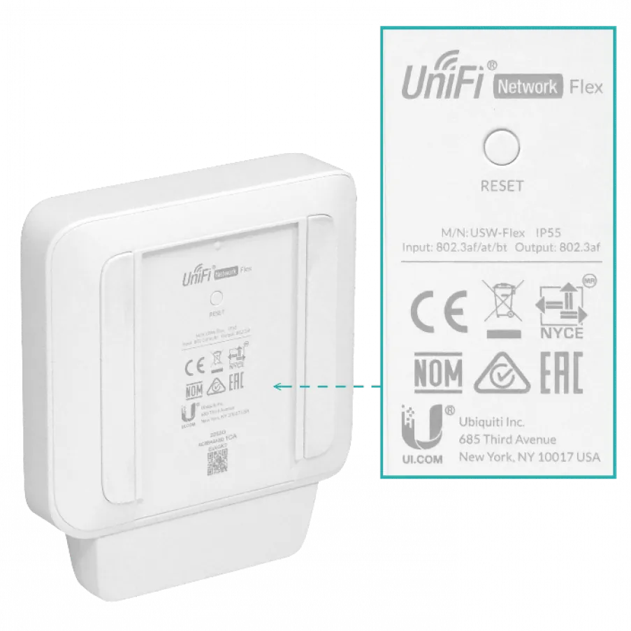 Switch Ubiquiti 5xGE con 1xPoE++ In y 4xPoE+ Out (46W) USW-FLEX - s/iny PoE 12
