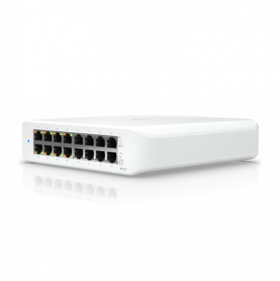 Switch Ubiquiti 16-port con 8xGE PoE+ 45W y 8xGE no PoE 6