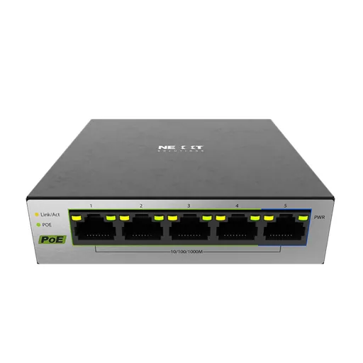 Switch de Escritorio 5 Puertos Nexxt Solutions Infrastructure, Gigabit Ethernet, 4 POE+ 60W 2