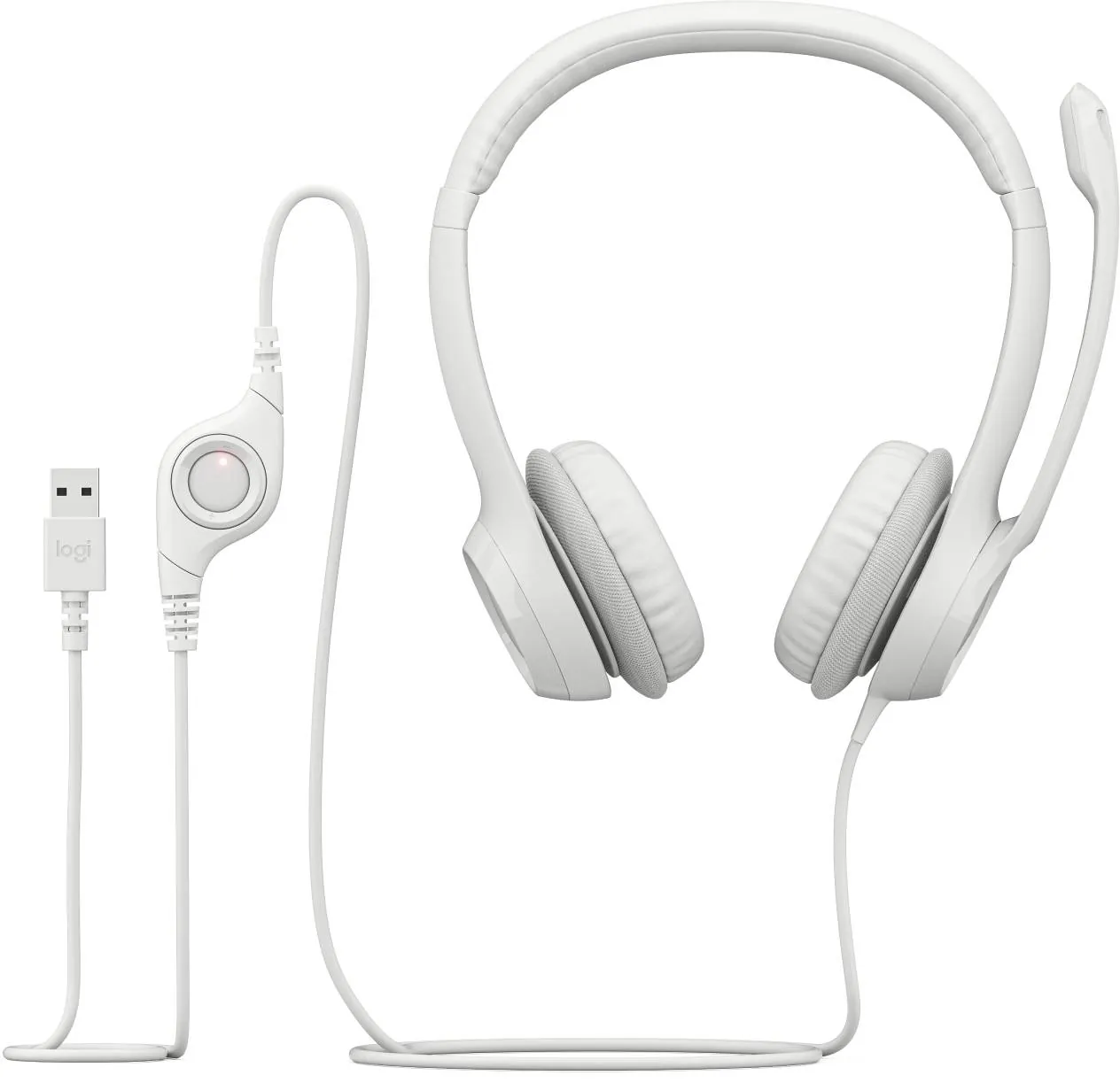 Audífonos con Micrófono Logitech H390, Micrófono c/ Supresión de Ruido, Blanco Crudo 5