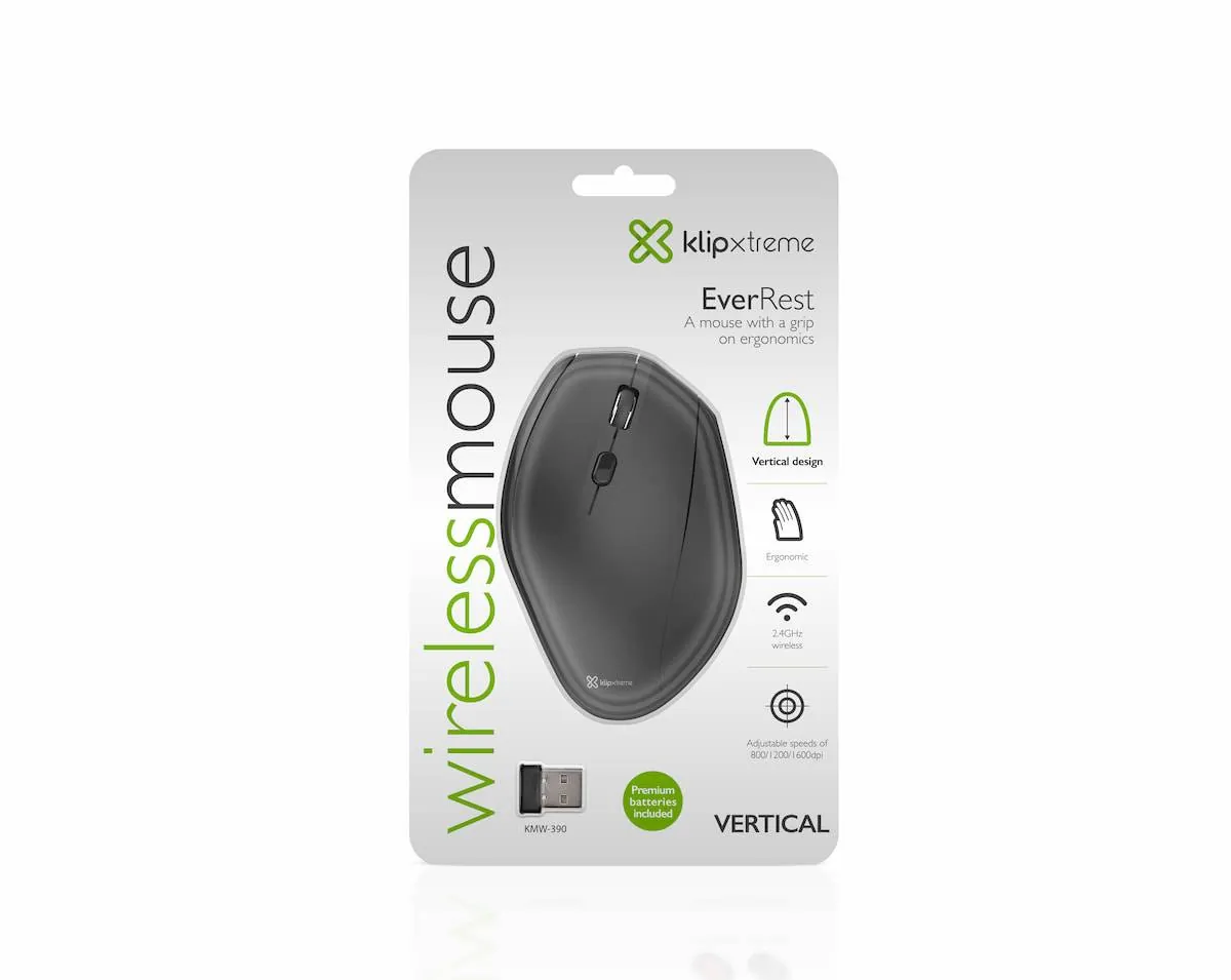 Mouse Inalámbrico Klip Xtreme EverRest, Ergonómico, Diestro, 2.4GHz, Black 13