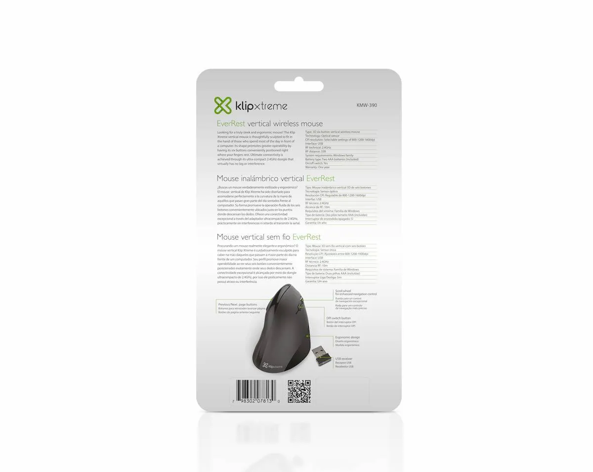 Mouse Inalámbrico Klip Xtreme EverRest, Ergonómico, Diestro, 2.4GHz, Black 14