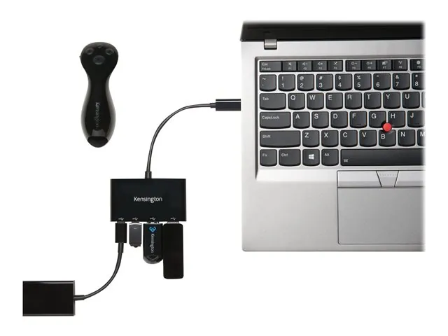 Adaptador hub Portable Kensington PocketHub, 2 x USB-B + 2 x USB-C, Negro 4