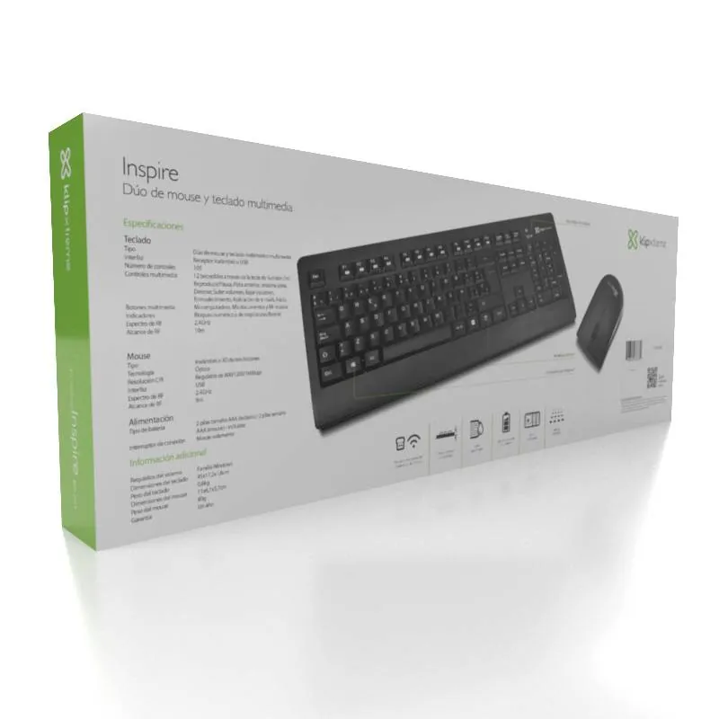 Kit Teclado + Mouse Klip Xtreme Inspire KCK-265S, Color Negro 8