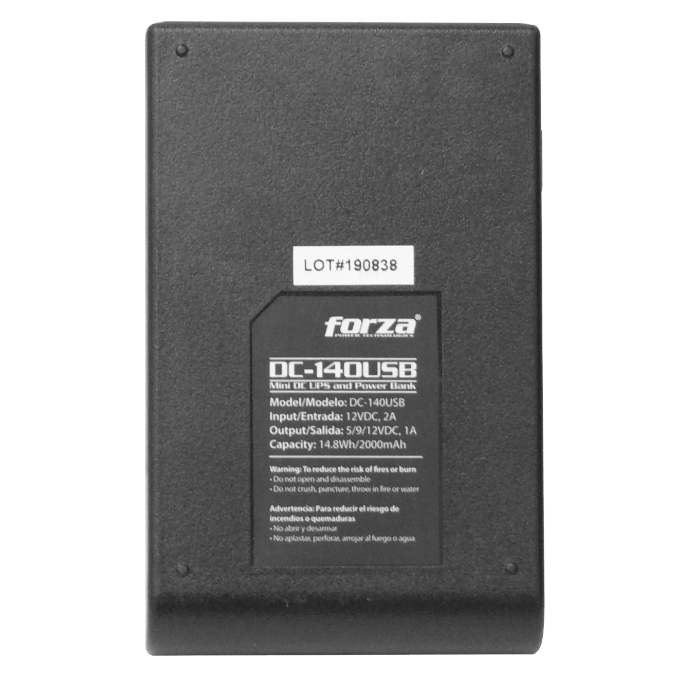 Mini UPS Forza DC-140USB 14W, USB, Salidas 5V/9V/12VCC, NEMA 1-15P Portátil 5