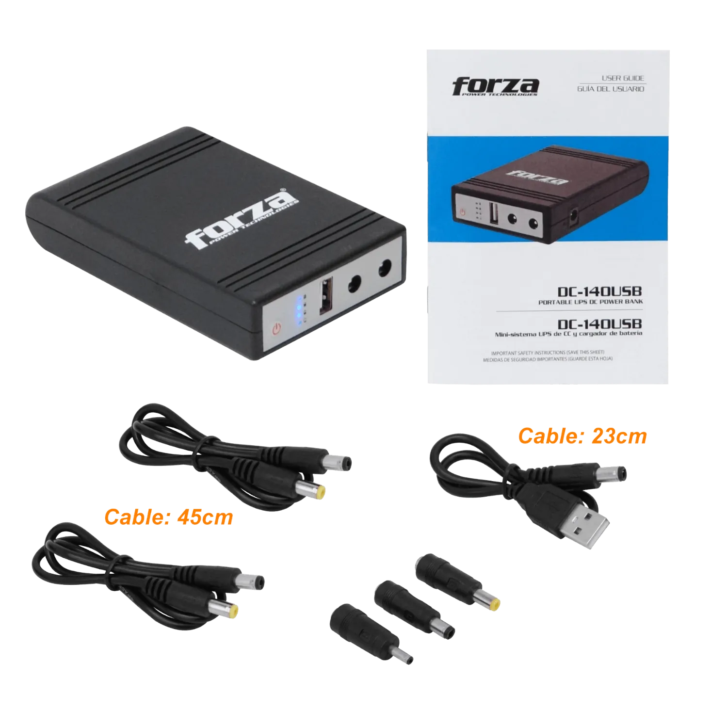 Mini UPS Forza DC-140USB 14W, USB, Salidas 5V/9V/12VCC, NEMA 1-15P Portátil 6