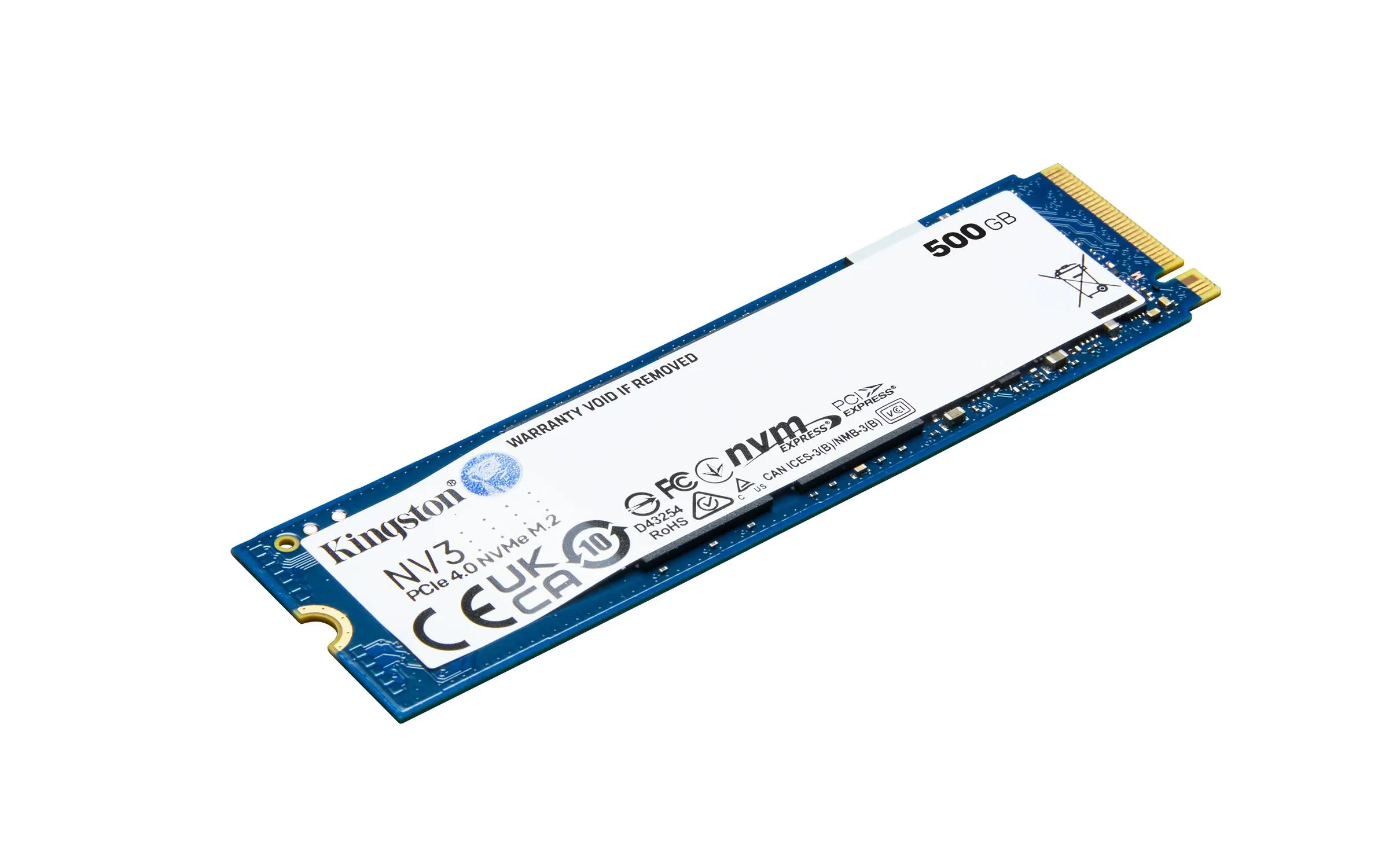 Unidad SSD Kingston NV3, 500GB, M.2 2280, NVMe PCIe 4.0 x4, Lectura 6000MB/s Escritura 5000MB/s 2