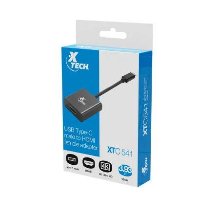 Adaptador USB Tipo-C macho a HDMI hembra, Calibre: 32 AWG, Res: 3840x2160, 10cm 3