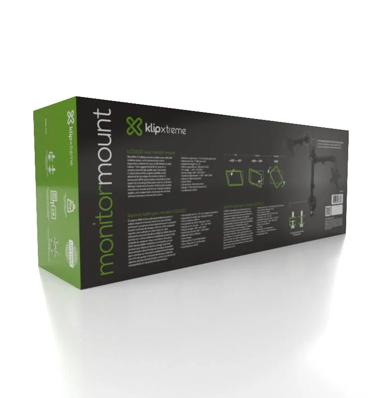 KlipX soporte doble monitor 13-32