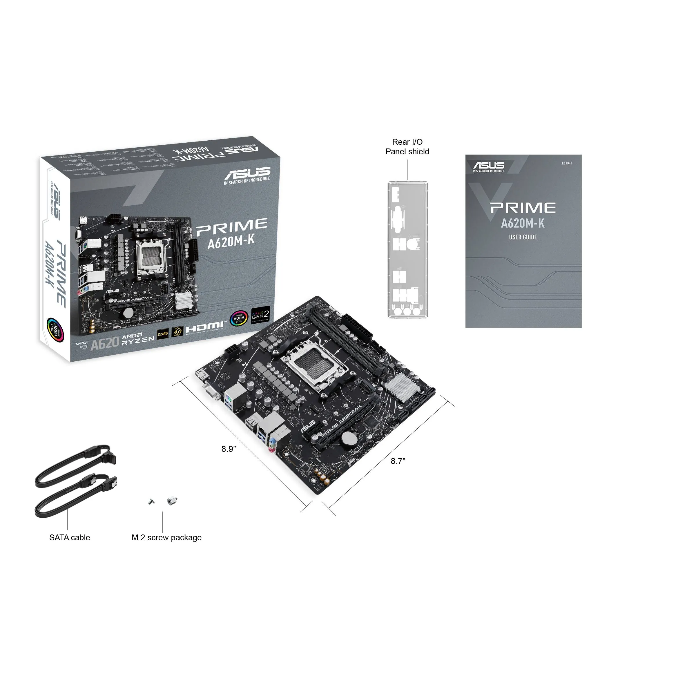 Placa Madre ASUS Prime A620M-K, Socket AM5, DDR5, m.2 PCIe 4.0, 1GbE, HDMI, VGA, m-ATX 6