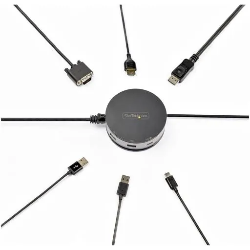 Docking Station StarTech.com, USB-C a HDMI, DisplayPort, VGA, 2x USB 3.2, 75W PD PassTrough, GbE 4