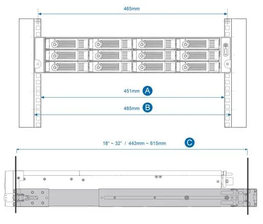 QNAP RAIL-B02 - Juego de rieles para rack 3