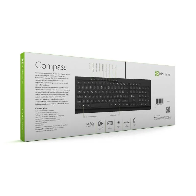 Teclado Klip Xtreme Compass, Ultra-Delgado, Conexión USB, Teclas Multimedia, Plug & Play 10