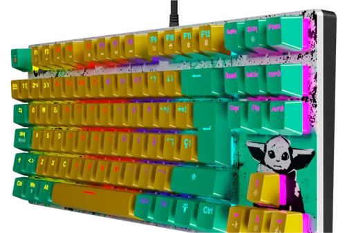 Teclado Gamer Primus Gaming BALLISTA80T TKL, Limited Edition GROGU, Color Amarillo, en Español 2