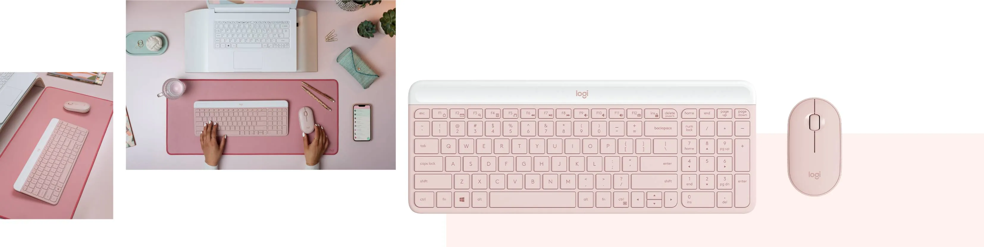 Kit de Teclado y Mouse Wireless Slim Combo MK470, 2.4GHz, USB, Rosado 4