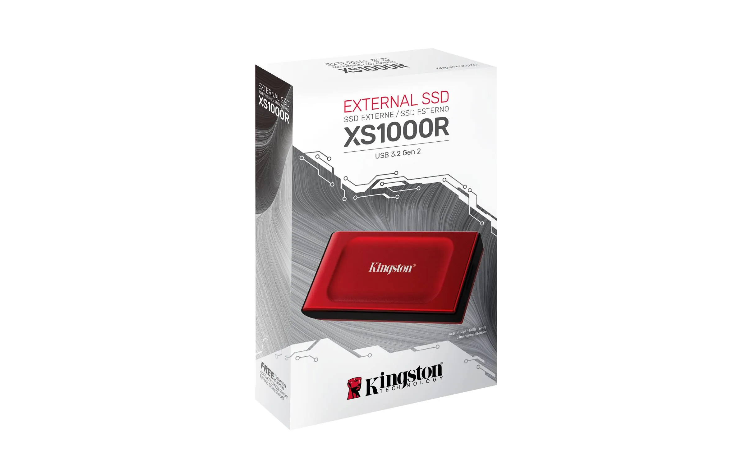 Disco Portatíl SSD Externo Kingston XS1000 1TB USB 3.2 Gen 2 Rojo, Lectura 1050MB/s 5