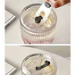 Vaso vidrio a rayas de 600ml con tapa y bombilla, vasos transparentes para beber para jugo, agua y tazas de café helado. - Miniatura 4