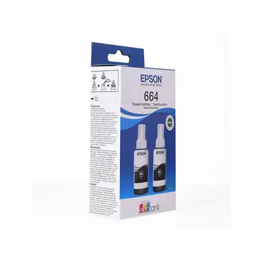 Pack de 2 Botellas de Tinta Original Epson 664 (T664120-2P), 70ml, Rendimiento 4.000 Páginas, Negro 2