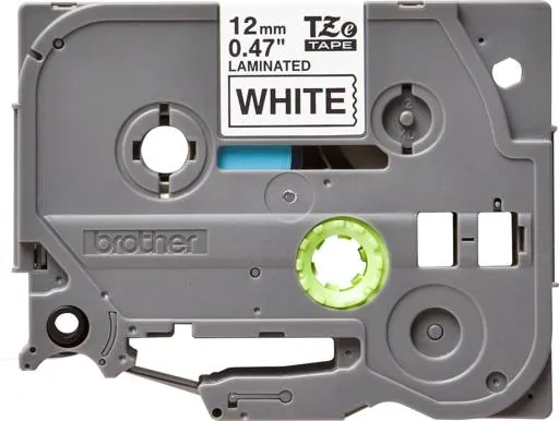 BROTHER 12mm Negro en Fondo Blanco Cinta 8mt p/PT-H110/E300/E550 3