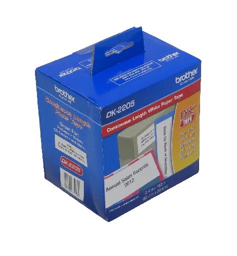 Cinta Brother Papel Continuo - DK2205 Negro sobre Blanco, 62mm x 30.4m 2