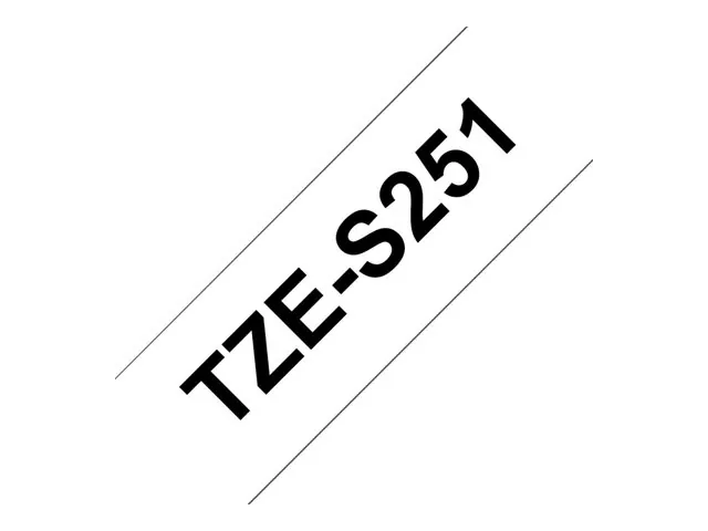 Cinta laminada superadhesiva Brother Texto negro sobre fondo blanco TZE-S251 2