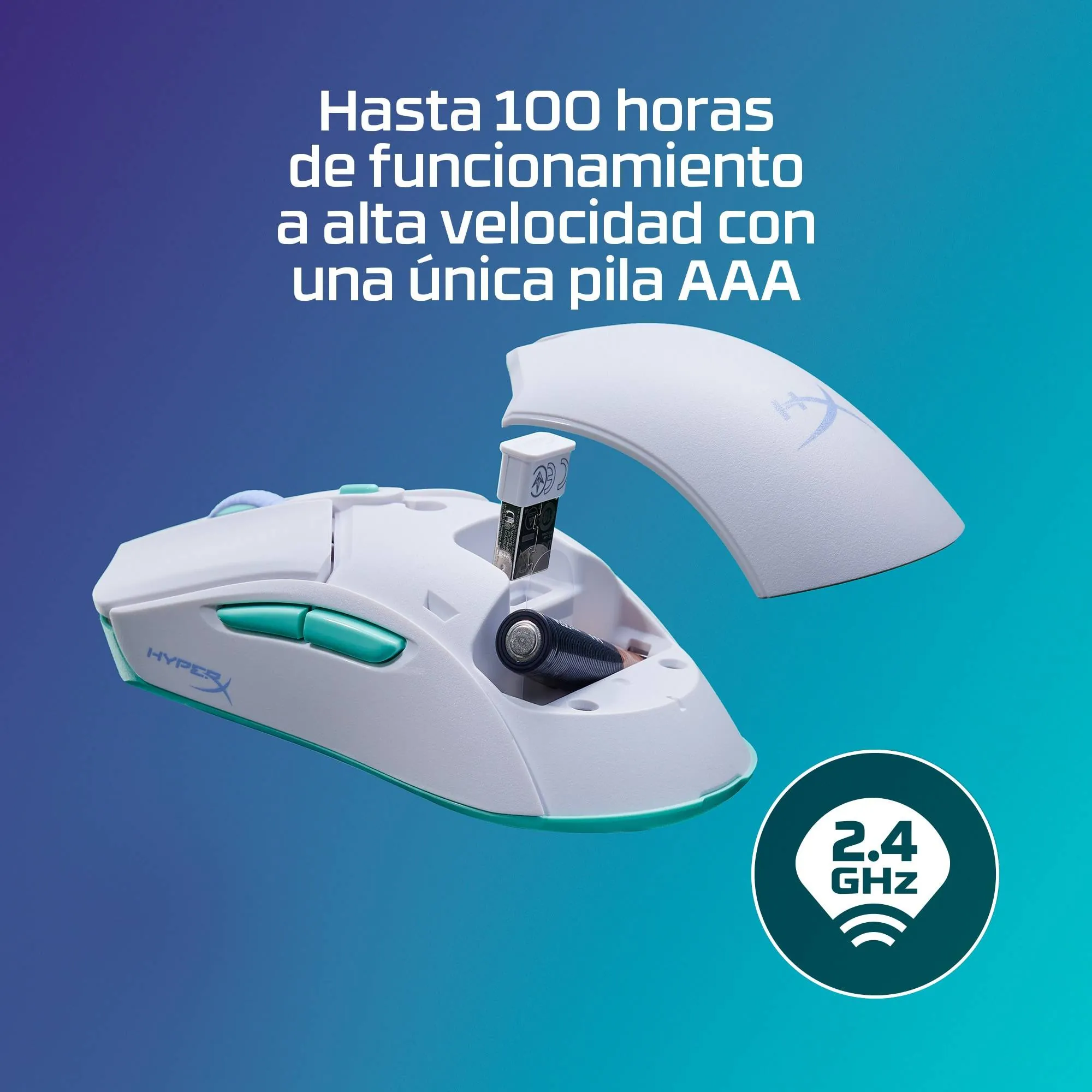 Mouse Gamer Inalámbrico HyperX Haste 2 Core Wireless, 12000 DPI, 70g, Bluetooth, 2.4GHz, White 7
