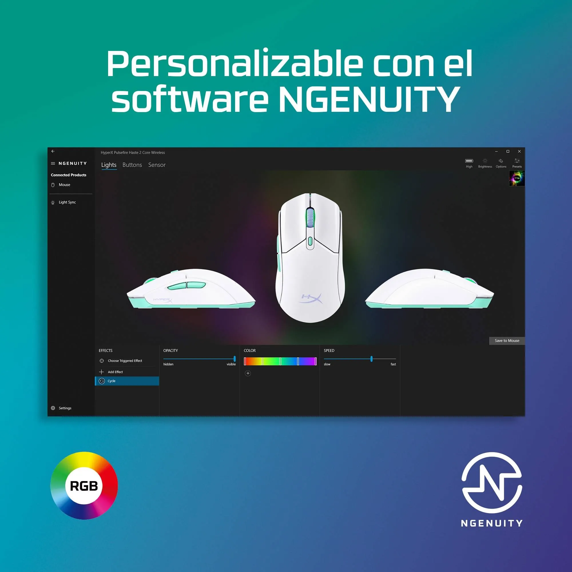 Mouse Gamer Inalámbrico HyperX Haste 2 Core Wireless, 12000 DPI, 70g, Bluetooth, 2.4GHz, White 8