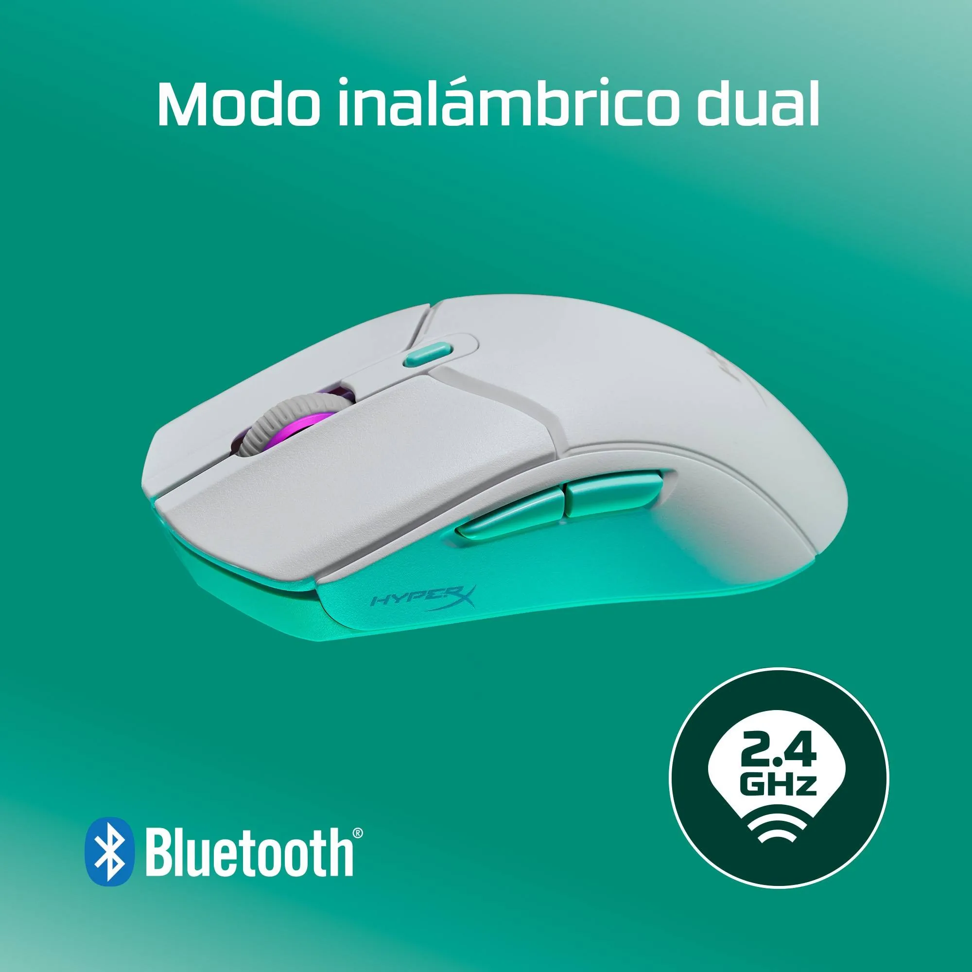 Mouse Gamer Inalámbrico HyperX Haste 2 Core Wireless, 12000 DPI, 70g, Bluetooth, 2.4GHz, White 9
