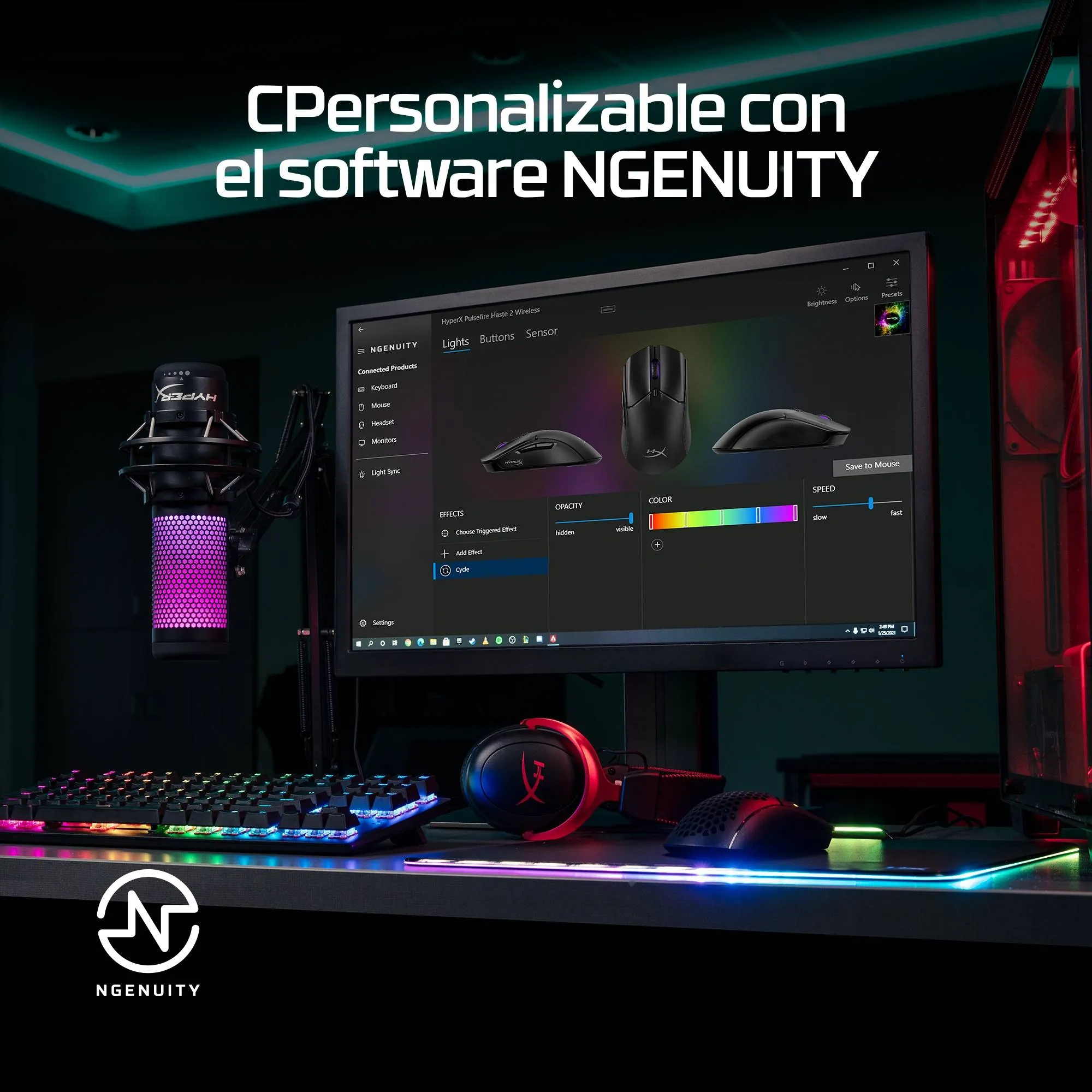 Mouse Gamer HyperX Pulsefire Haste 2, Wireless, USB, Bluetooth, Color Negro 8