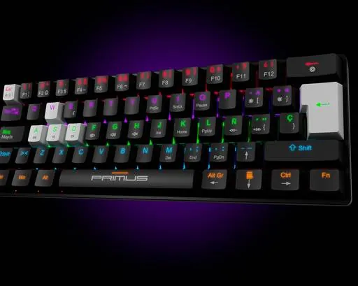 Teclado Mecánico Primus Ballista61T PKS-060G-S, 61 Teclas, Switches Red, Retroiluminación RGB, USB-C 5