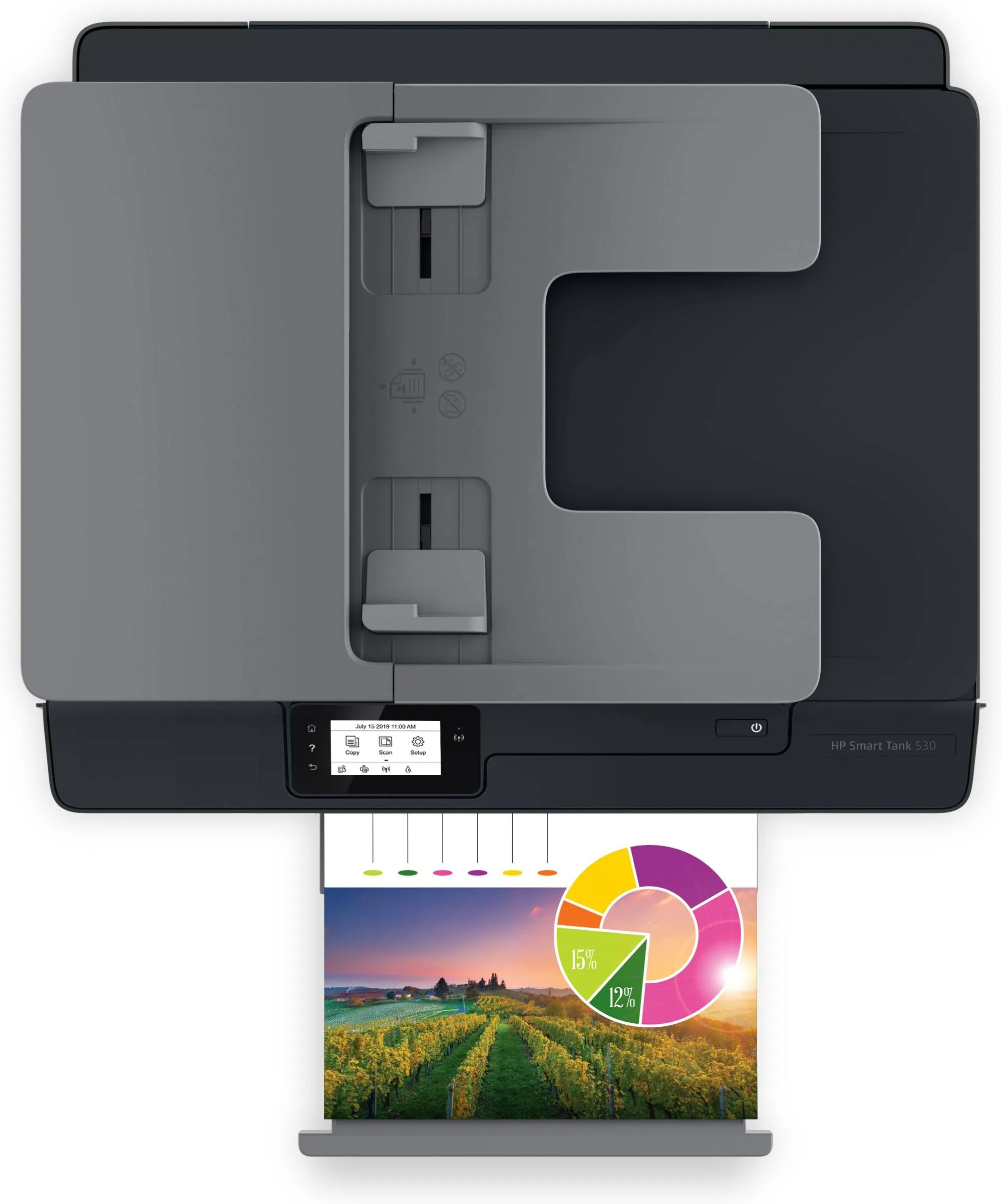 Impresora Multifuncional tinta color HP Smart Tank 530 Wireless, 22 ppm/negro, 16 ppm/color, Wifi 6