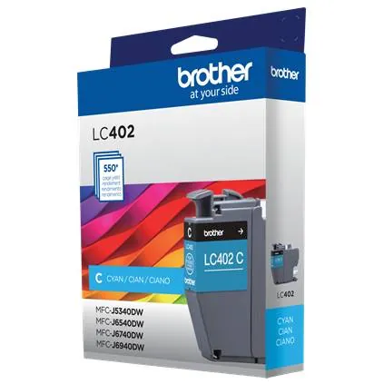 Cartucho de Tinta Original Brother LC402CS, Rendimiento 550 Páginas, Cian 5