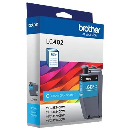 Cartucho de Tinta Original Brother LC402CS, Rendimiento 550 Páginas, Cian 6