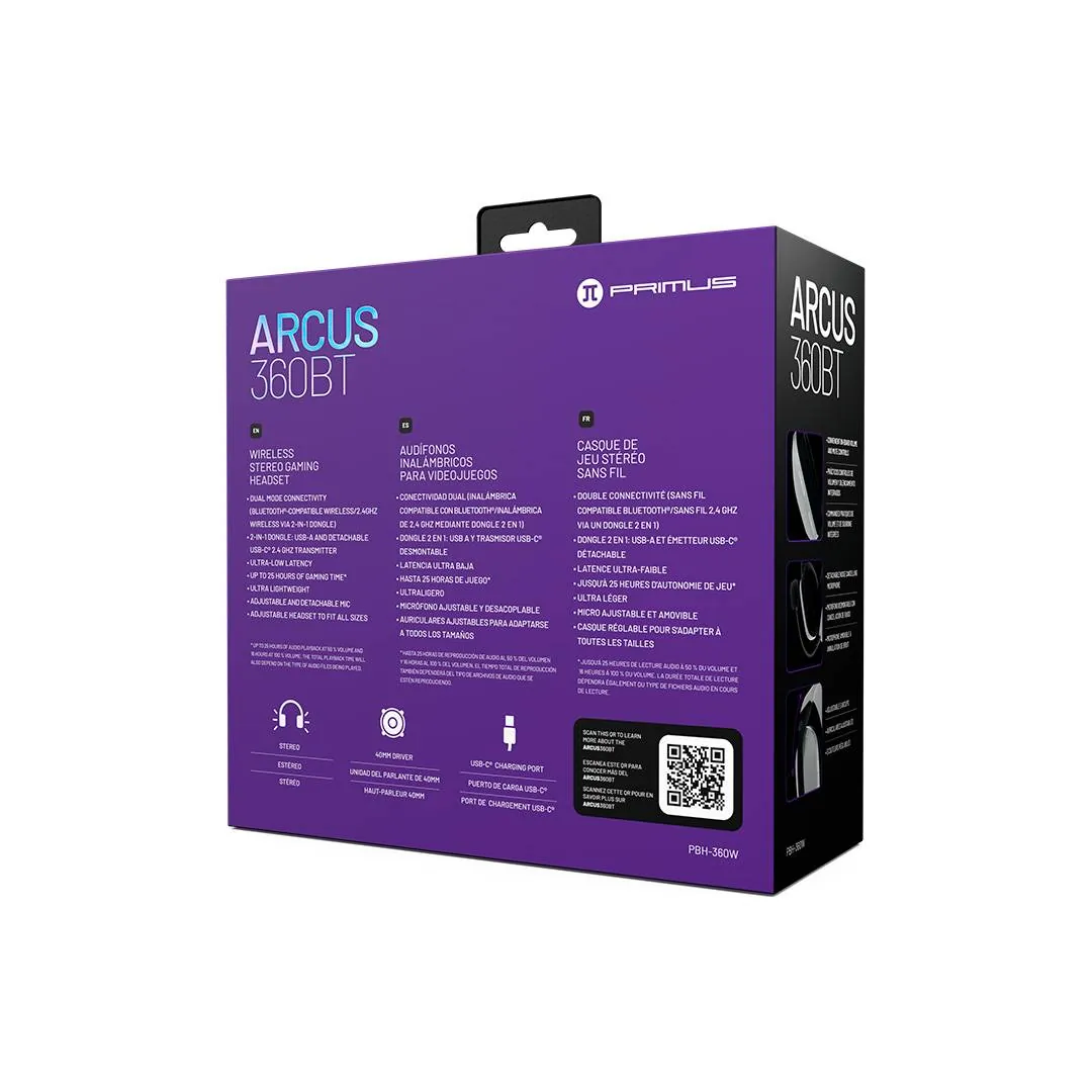 Audífonos Gamer Primus Arcus 360BT PBH-360W, Inalámbrico, Bluetooth 5.3, Micrófono Removible, Blanco 6