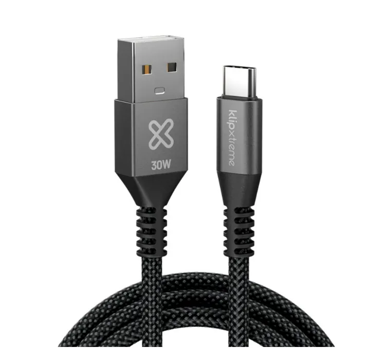 Cable Trenzado USB-A a USB-C Klip Xtreme PowerGo 050 30W 1M 2