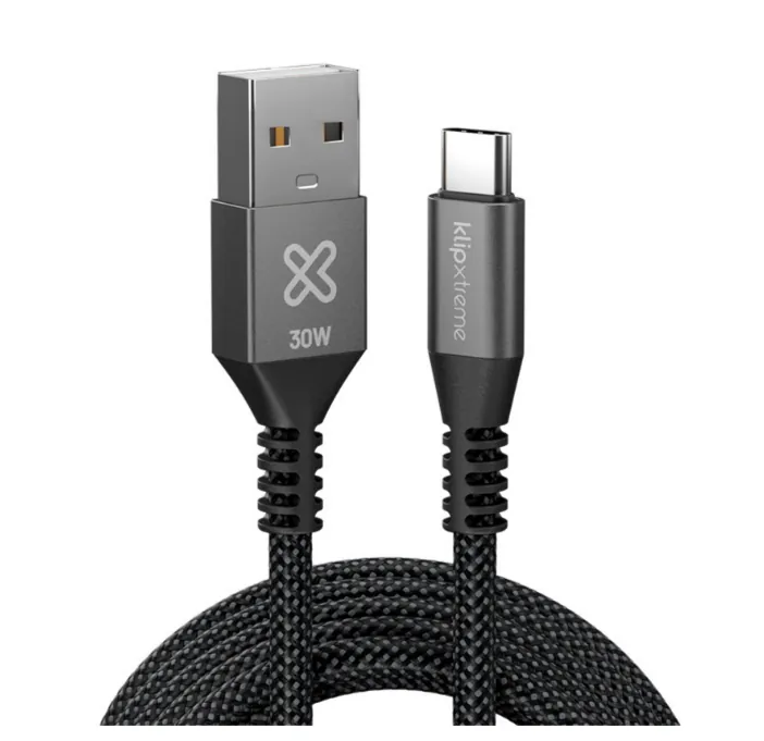 Cable Trenzado USB-A a USB-C Klip Xtreme PowerGo 050 30W 3m 2