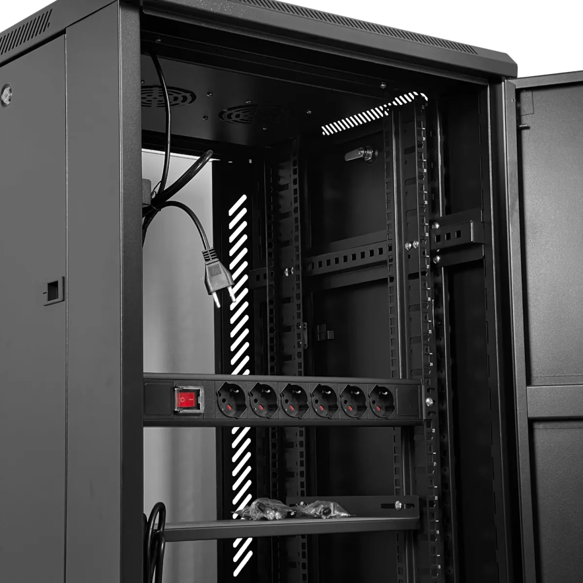 RACK Vidrio Piso 32U/140cm 600mm 60cm-Fondo c/PDU-Vent 2