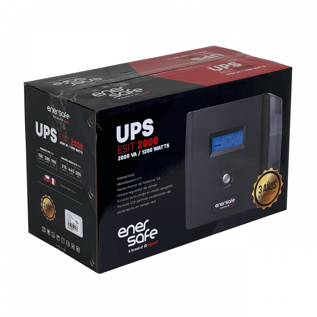 UPS Enersafe 130WH 2x9AH 2KVA 1200W 6-C13 162-290VAC 2-6ms UPS 5